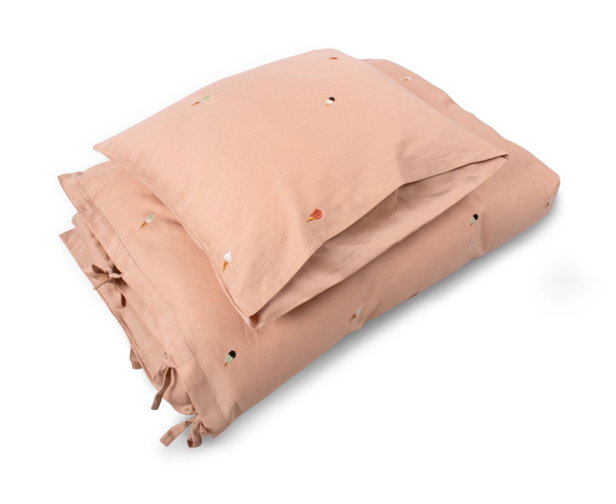 Junior sengetøj GOTS (100×140 cm) – Broderet Cool Summer – Frappé - Billede 2