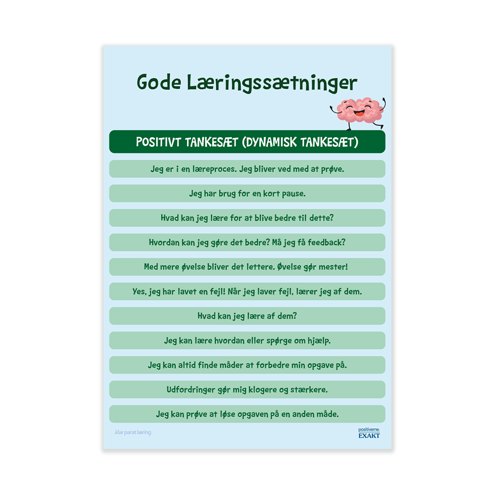 Trivselstavle - Gode læringssætninger - Positivt mindset - Billede 2