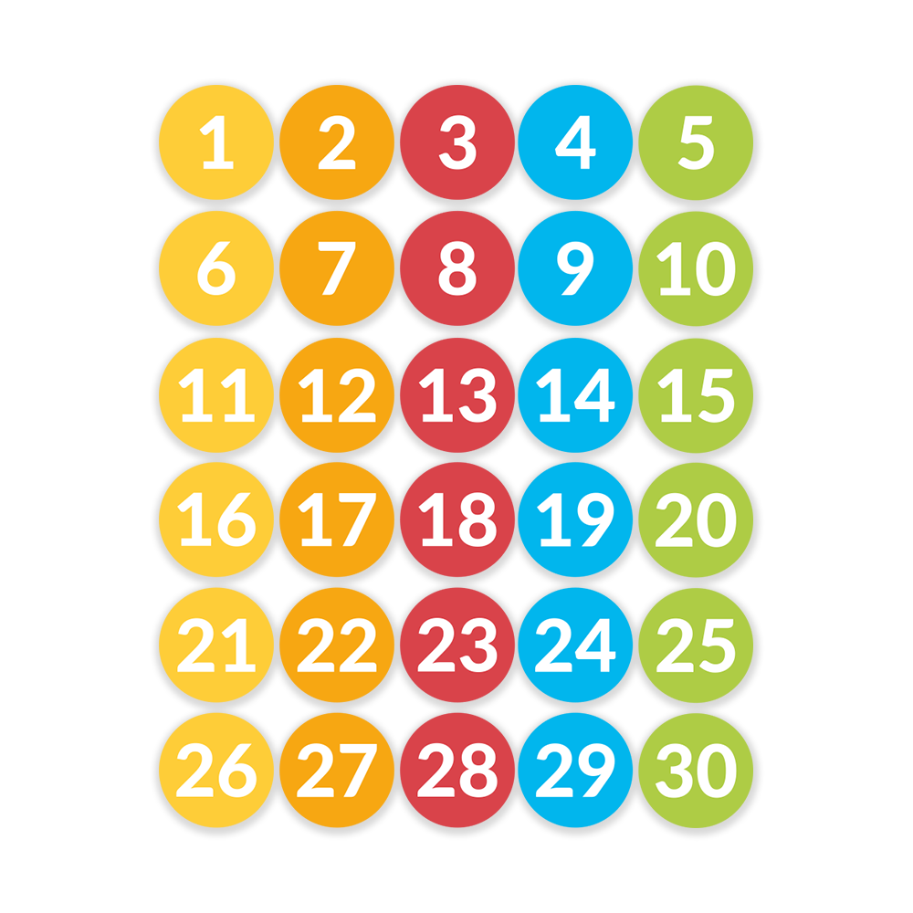 Farverige runde tal 1-30 - Billede 2
